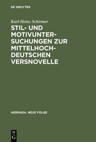 Produktbild: Stil- und Motivuntersuchungen zur mittelhochdeutschen Versnovelle