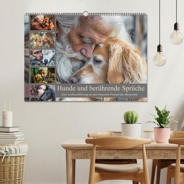 Produktbild: Hunde und ber&uuml;hrende Spr&uuml;che (Wandkalender 2026 DIN A2 quer), CALVENDO Monatskalender