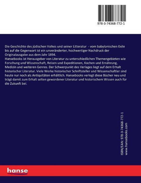 Produktbild: Die Geschichte des j&uuml;dischen Volkes und seiner Litteratur