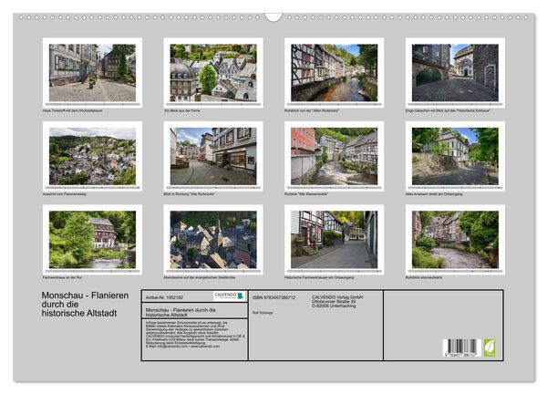 Produktbild: Monschau - Flanieren durch die historische Altstadt (Wandkalender 2026 DIN A2 quer), CALVENDO Monatskalender