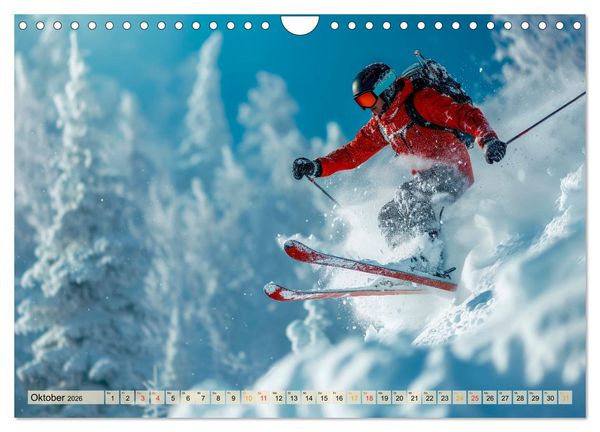Produktbild: Skifahren - tolle Momente (Wandkalender 2026 DIN A4 quer), CALVENDO Monatskalender