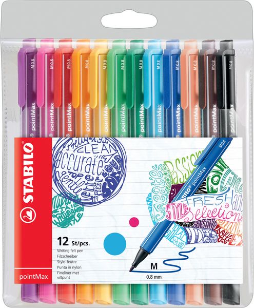 Produktbild: STABILO Filzschreiber -   pointMax - 12er Pack - mit 12 verschiedenen Farben
