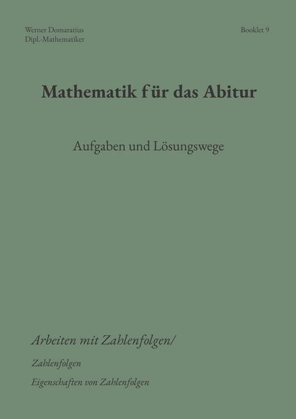 Mathematik für das Abitur, Taschenbuch von Werner Domaratius, BoD – Books on Demand, 9783695110513