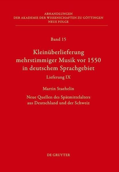 Produktbild: Klein&uuml;berlieferung mehrstimmiger Musik vor 1550 in deutschem Sprachgebiet, Lieferung IX