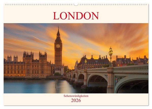 Produktbild: London Sehensw&uuml;rdigkeiten (Wandkalender 2026 DIN A2 quer), CALVENDO Monatskalender