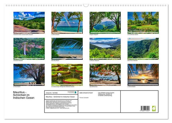 Produktbild: Mauritius - Sch&ouml;nheit im Indischen Ozean (Wandkalender 2026 DIN A2 quer), CALVENDO Monatskalender