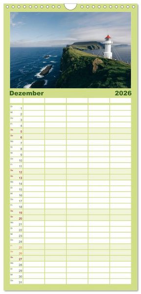 Produktbild: Familienplaner 2026 - F&auml;r&ouml;er - Die wundersch&ouml;nen Inseln im Norden. mit 5 Spalten (Wandkalender, 21 x 45 cm) CALVENDO