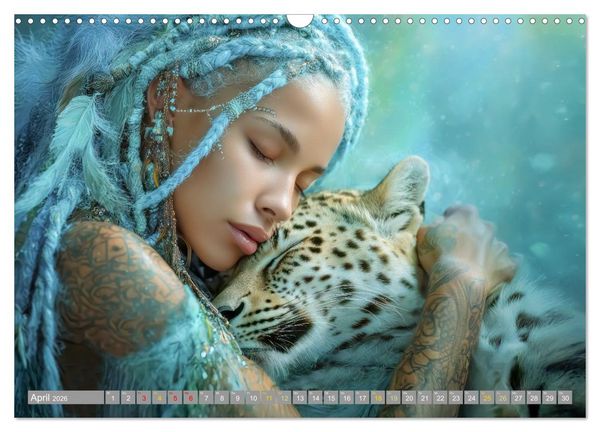 Produktbild: Frauen in beeindruckender Kleidermode - Mit Tieren (Wandkalender 2026 DIN A3 quer), CALVENDO Monatskalender