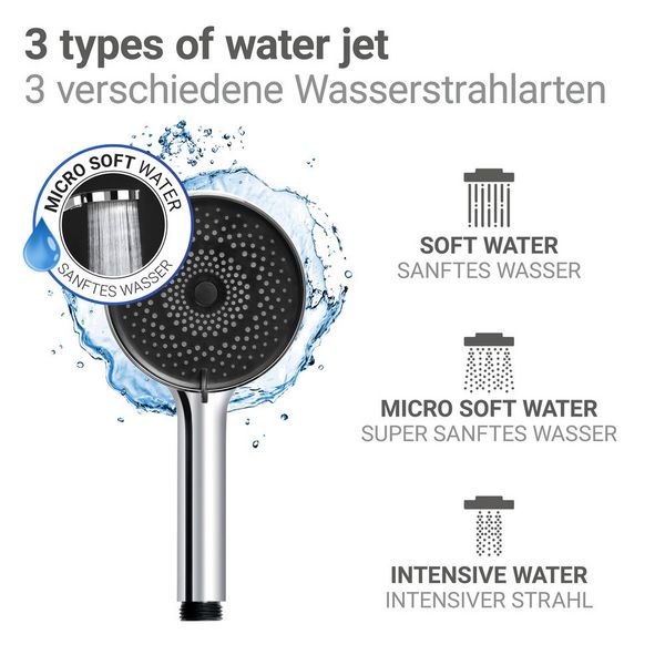 Produktbild: Brauseset Mod. Softwater, 70 cm, chrom, Edelstahl, mikrotropfen-technologie f&uuml;r sanftes duschen