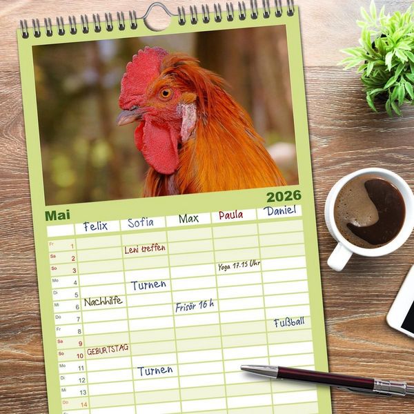 Produktbild: Familienplaner 2026 - Muh, M&auml;h, Miau & Co mit 5 Spalten (Wandkalender, 21 x 45 cm) CALVENDO