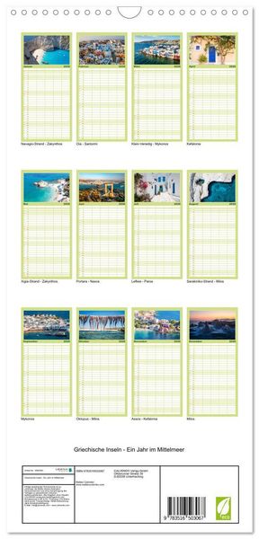 Produktbild: Familienplaner 2026 - Griechische Inseln - Ein Jahr im Mittelmeer mit 5 Spalten (Wandkalender, 21 x 45 cm) CALVENDO