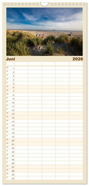 Produktbild: Familienplaner 2026 - Borkum - Inselblicke mit 5 Spalten (Wandkalender, 21 x 45 cm) CALVENDO