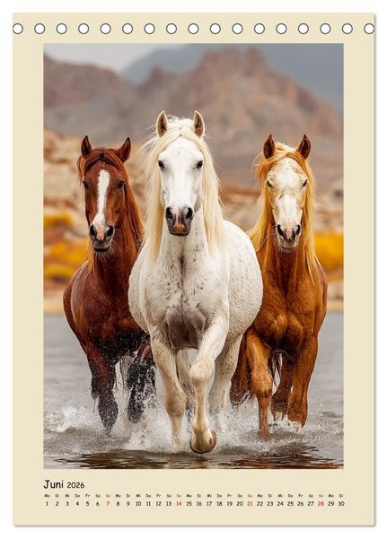 Produktbild: Amerikanische Mustangs. Symbole f&uuml;r Freiheit und Pioniergeis (Tischkalender 2026 DIN A5 hoch), CALVENDO Monatskalender