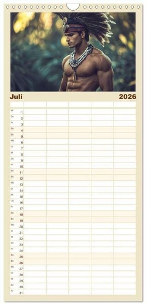 Produktbild: Familienplaner 2026 - Im Bann des Kriegers mit 5 Spalten (Wandkalender, 21 x 45 cm) CALVENDO