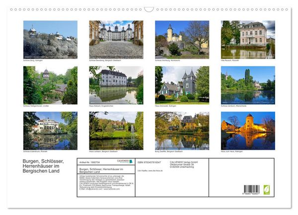 Produktbild: Burgen, Schl&ouml;sser, Herrenh&auml;user im Bergischen Land (Wandkalender 2026 DIN A2 quer), CALVENDO Monatskalender