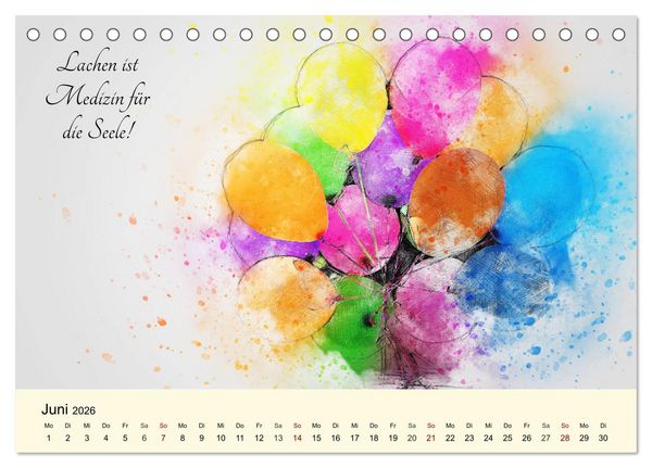 Produktbild: Aquarelle und Lebensweisheiten (Tischkalender 2026 DIN A5 quer), CALVENDO Monatskalender
