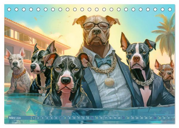 Produktbild: Gangsterhunde - KI-Bilder (Tischkalender 2026 DIN A5 quer), CALVENDO Monatskalender
