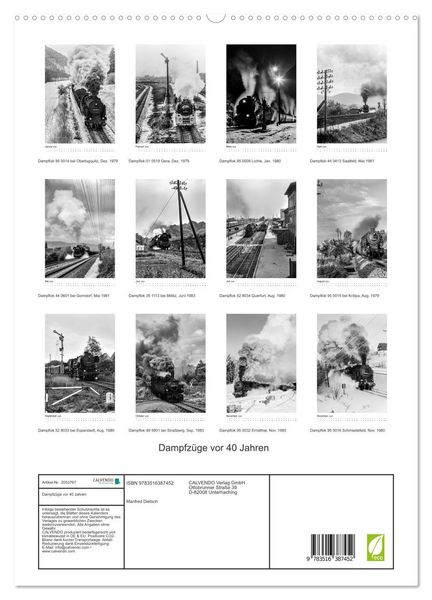 Produktbild: Dampfz&uuml;ge vor 40 Jahren (hochwertiger Premium Wandkalender 2026 DIN A2 hoch), Kunstdruck in Hochglanz
