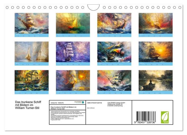 Produktbild: Das trunkene Schiff mit Bildern im William Turner-Stil (Wandkalender 2026 DIN A4 quer), CALVENDO Monatskalender
