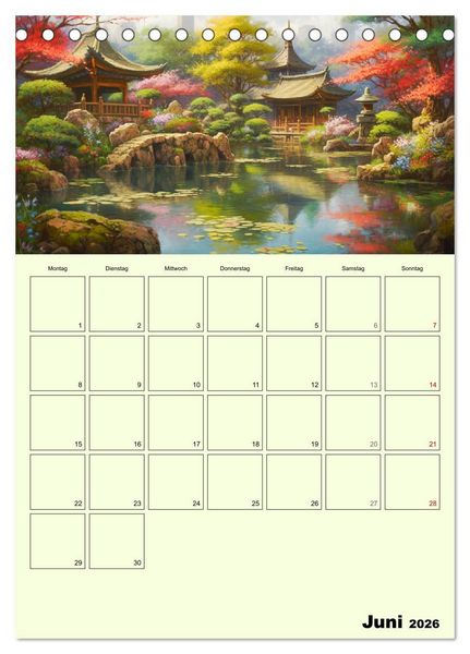 Produktbild: Im japanischen Garten. Zauberhafte Illustrationen (Tischkalender 2026 DIN A5 hoch), CALVENDO Monatskalender