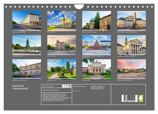 Produktbild: Karlsruhe Impressionen (Wandkalender 2026 DIN A4 quer), CALVENDO Monatskalender
