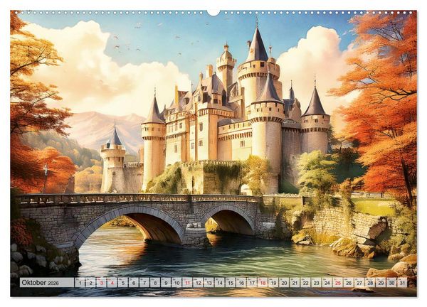 Produktbild: Romantische Ritterburgen (Wandkalender 2026 DIN A2 quer), CALVENDO Monatskalender