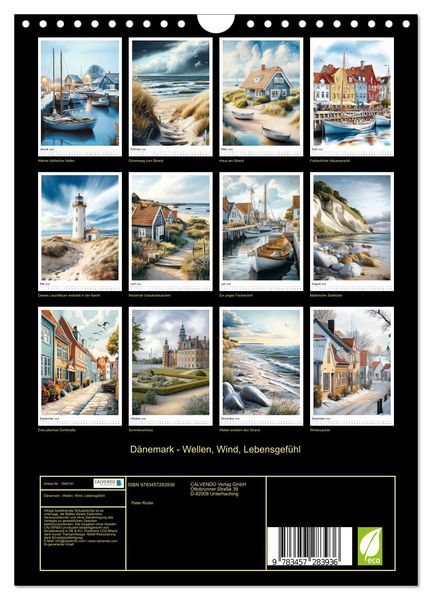 Produktbild: D&auml;nemark - Wellen, Wind, Lebensgef&uuml;hl (Wandkalender 2026 DIN A4 hoch), CALVENDO Monatskalender