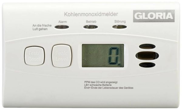 Gloria KO10D Kohlenmonoxid-Melder  inkl. 10 Jahres-Batterie batteriebetrieben detektiert Kohlenmonoxid