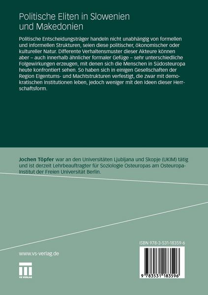 Produktbild: Politische Eliten in Slowenien und Makedonien
