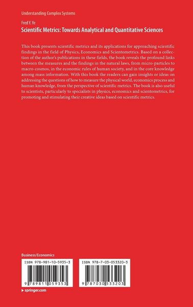 Produktbild: Scientific Metrics: Towards Analytical and Quantitative Sciences