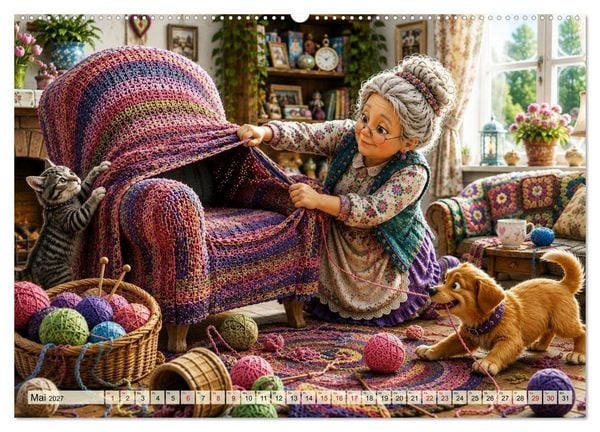 Produktbild: Die strickende Oma (Wandkalender 2027 DIN A2 quer), CALVENDO Monatskalender