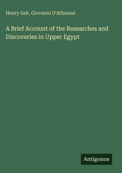 Produktbild: A Brief Account of the Researches and Discoveries in Upper Egypt