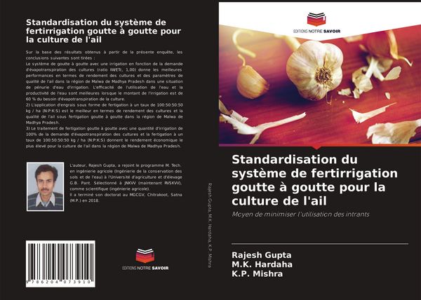 Produktbild: Standardisation du syst&egrave;me de fertirrigation goutte &agrave; goutte pour la culture de l'ail