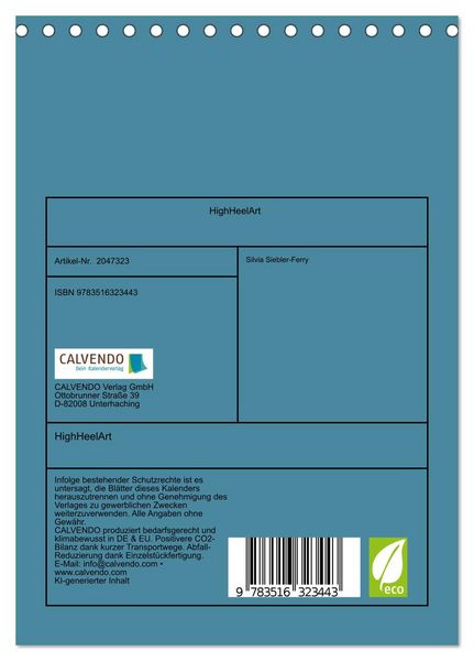 Produktbild: HighHeelArt (Tischkalender 2026 DIN A5 hoch), CALVENDO Monatskalender