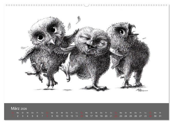 Produktbild: owls & friends 2026 (hochwertiger Premium Wandkalender 2026 DIN A2 quer), Kunstdruck in Hochglanz