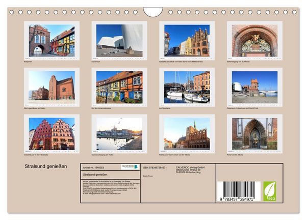 Produktbild: Stralsund genie&szlig;en (Wandkalender 2026 DIN A4 quer), CALVENDO Monatskalender