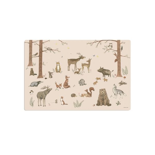 Produktbild: Scriptum Schreibtischunterlage f&uuml;r Kinder Waldtiere Woodland rose - 60 x 40 cm, aus premium Vinyl