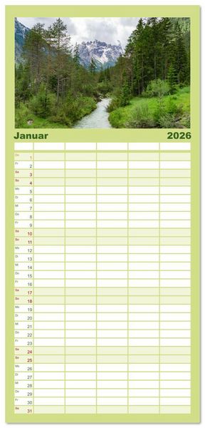 Produktbild: Familienplaner 2026 - S&uuml;dtirol - Traumhafte Berge und Seen im Norden Italiens mit 5 Spalten (Wandkalender, 21 x 45 cm) CALVENDO