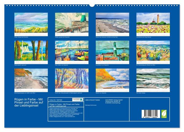 Produktbild: R&uuml;gen in Farbe - Mit Pinsel und Farbe auf der Lieblingsinsel (hochwertiger Premium Wandkalender 2026 DIN A2 quer), Kunstdruck in Hochglanz