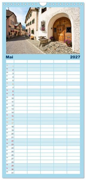 Produktbild: Familienplaner 2027 - Graub&uuml;nden Engadin mit 5 Spalten (Wandkalender, 21 x 45 cm) CALVENDO