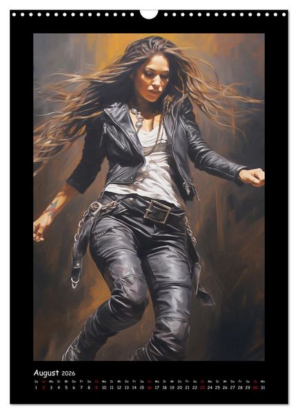 Produktbild: Heavy Metal-Queens. Wilde Rock- und Metal-Girl Paintings (Wandkalender 2026 DIN A3 hoch), CALVENDO Monatskalender