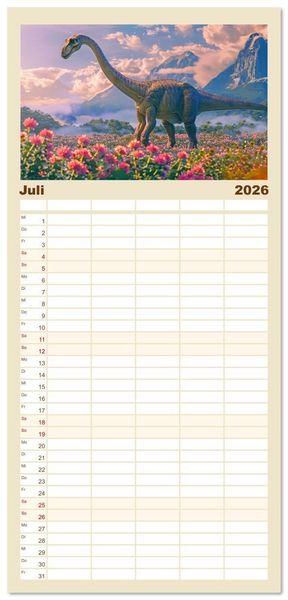 Produktbild: Familienplaner 2026 - Vergessene Wunder - Ein Jahr mit ausgestorbenen Tieren mit 5 Spalten (Wandkalender, 21 x 45 cm) CALVENDO