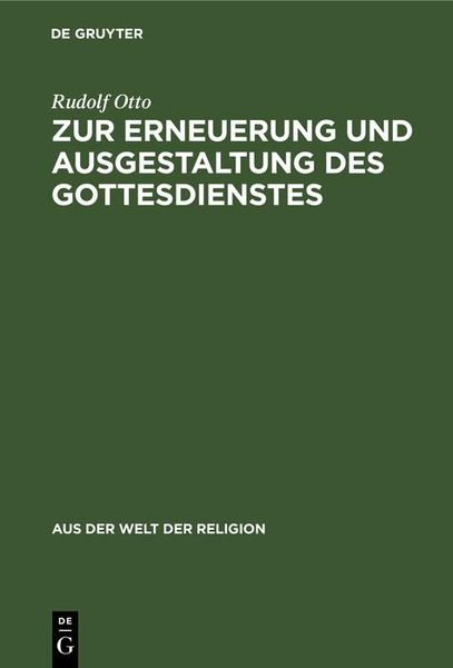 Produktbild: Zur Erneuerung und Ausgestaltung des Gottesdienstes