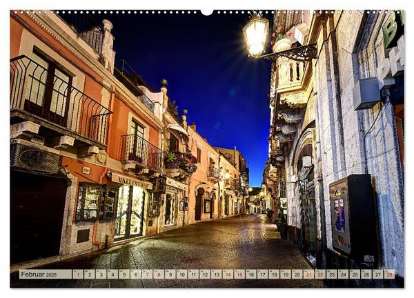 Produktbild: Taormina zur blauen Stunde (hochwertiger Premium Wandkalender 2026 DIN A2 quer), Kunstdruck in Hochglanz