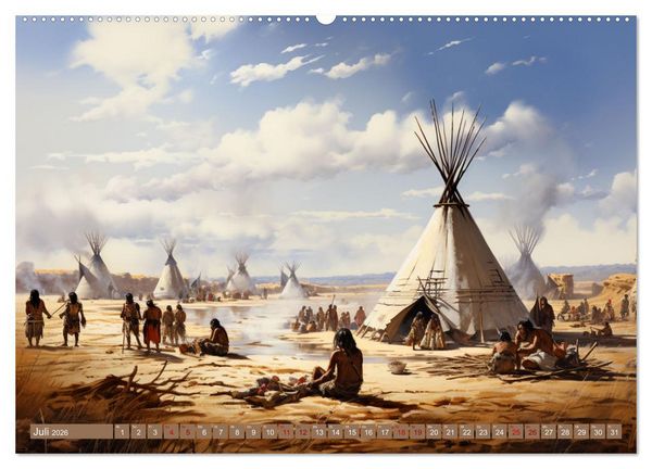 Produktbild: Indianische Impressionen (hochwertiger Premium Wandkalender 2026 DIN A2 quer), Kunstdruck in Hochglanz