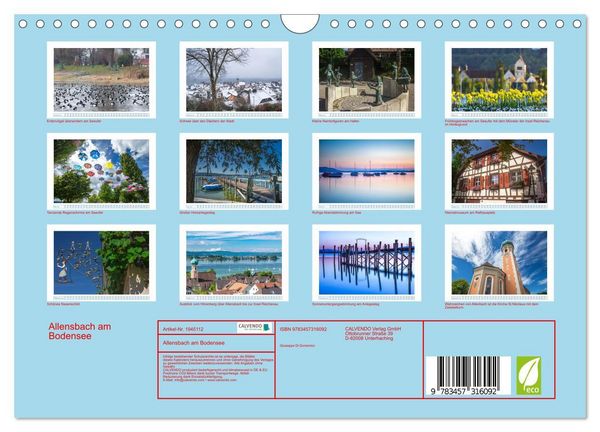 Produktbild: Allensbach am Bodensee (Wandkalender 2026 DIN A4 quer), CALVENDO Monatskalender