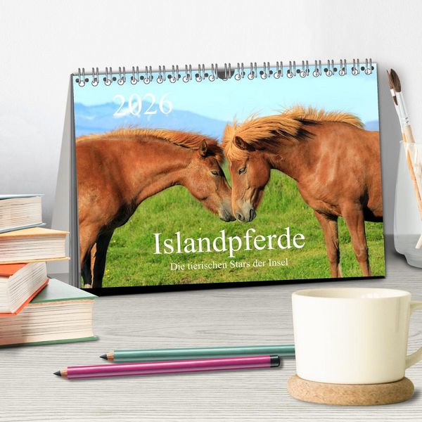 Produktbild: Islandpferde - Die tierischen Stars der Insel (Tischkalender 2026 DIN A5 quer), CALVENDO Monatskalender