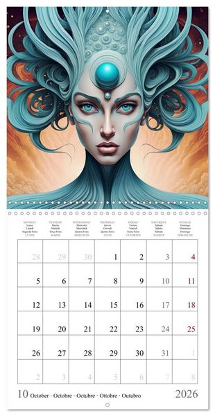 Produktbild: Univers Enchanteresses (Calendrier mural carr&eacute; 2026 30x30 cm) Calendrier double avec une page pour vos prises de notes