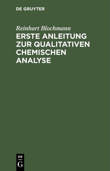 Produktbild: Erste Anleitung zur qualitativen chemischen Analyse