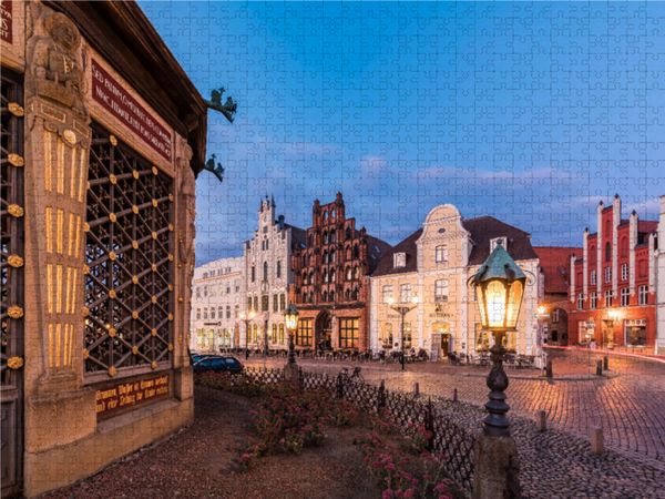 Produktbild: CALVENDO Puzzle Wasserkunst am Marktplatz der Hansestadt Wismar | 1000 Teile Lege-Gr&ouml;&szlig;e 64x48cm Foto-Puzzle f&uuml;r gl&uuml;ckliche Stunden